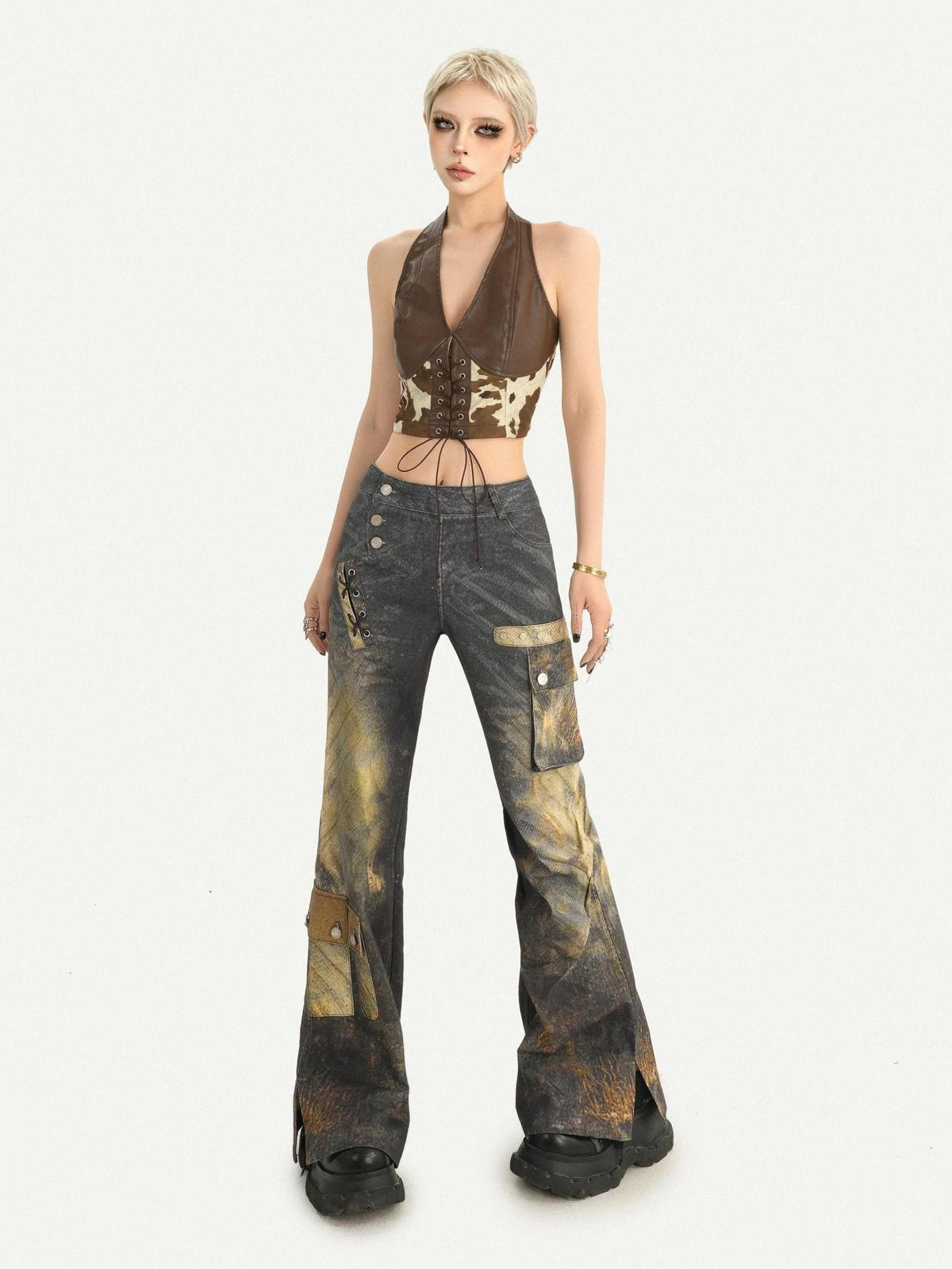 Nico Molly Cropped V-neck Tie Waist Slim Fit Women&