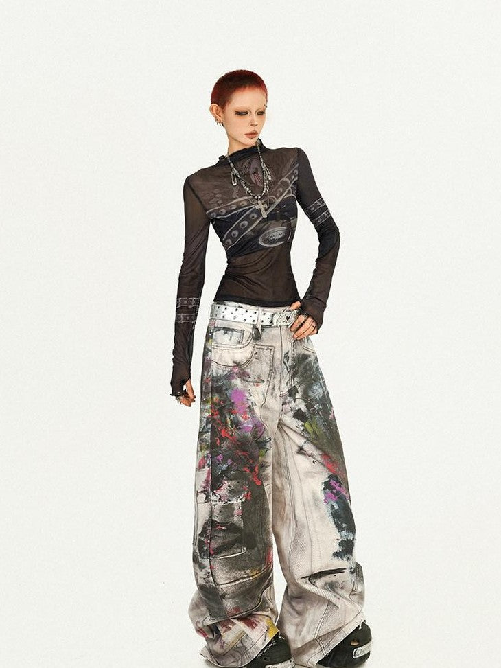 Nico Molly Dark Punk Printed Slim Fit Women&