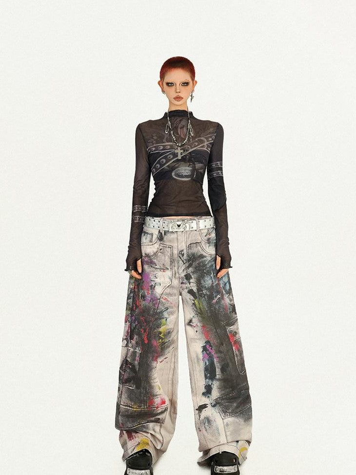 Nico Molly Dark Punk Printed Slim Fit Women&