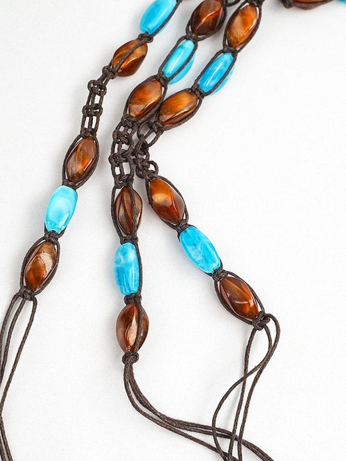 Nico Molly Deep Coffee Bohemian Woven Beaded Braided Ethnic Waist Women&