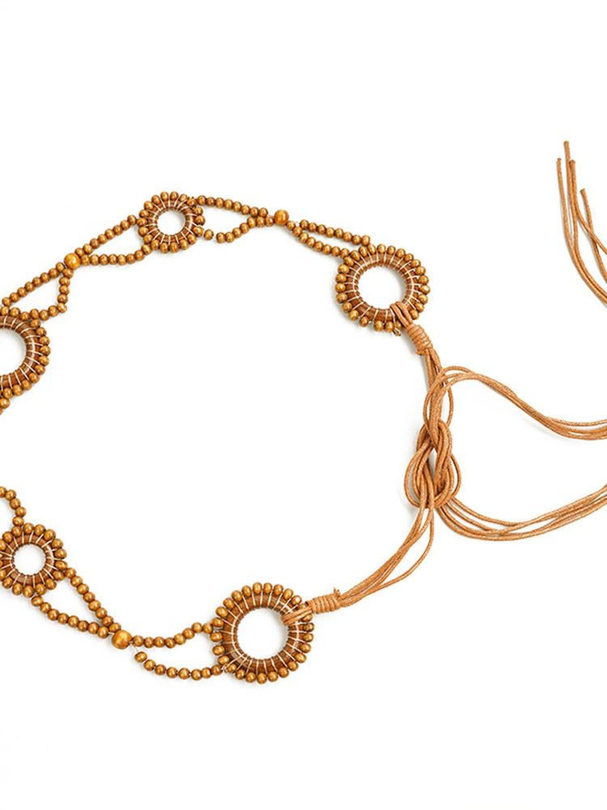 Nico Molly Deep Coffee Bohemian Woven Beaded Braided Ethnic Waist Women&
