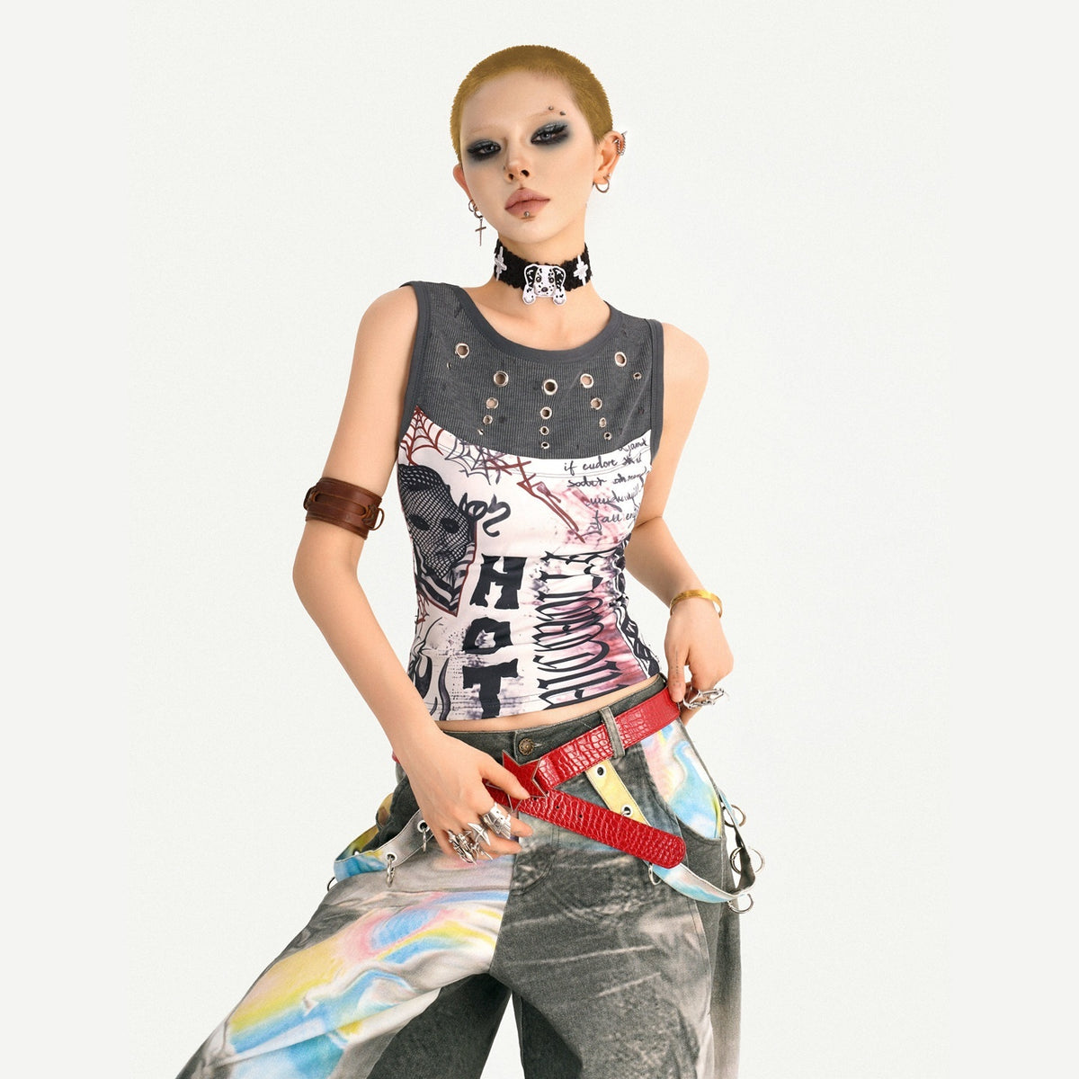Nico_Molly_Edgy_Punk_Graffiti_Letter_Print_Patchwork_Slim_Waist_Women&