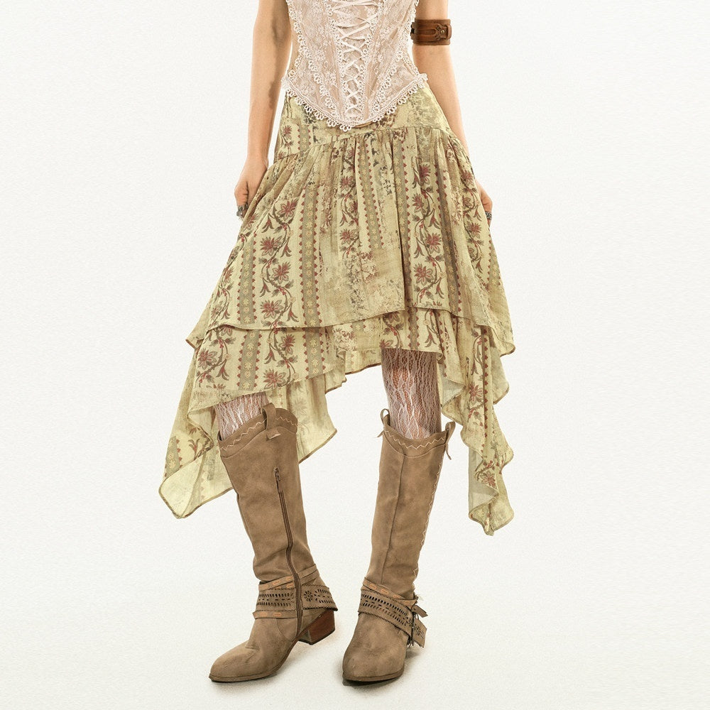 Nico_Molly_Floral_Print_Asymmetrical_Ribbon_A_Line_Mid_Waist_Women&