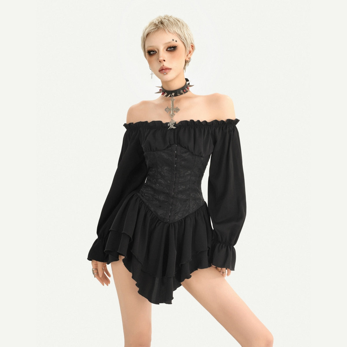 Nico_Molly_Gothic_Ruffle_Lantern_Sleeve_Off_Shoulder_Waist_Cinch_Women&