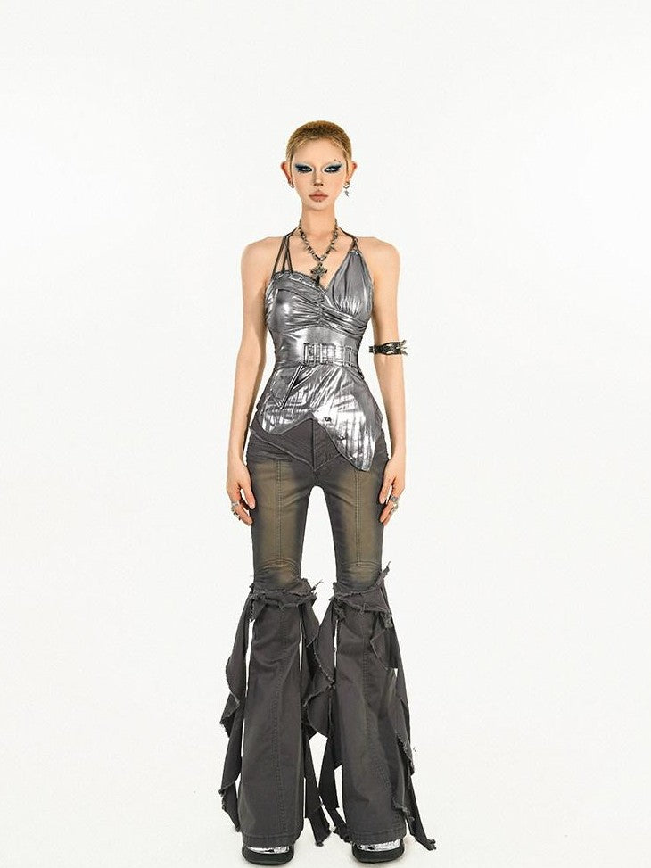 Nico Molly Liquid Metal Asymmetric Backless Women&