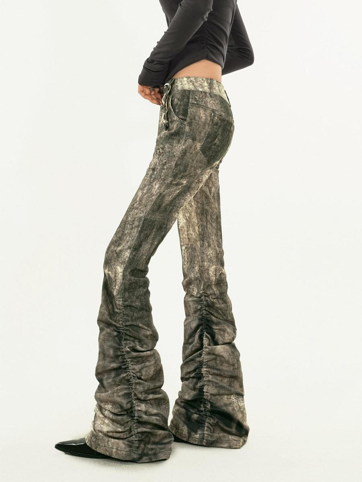 Nico Molly Paint Splatter Distressed Vintage Pattern Punk Low Rise Women&