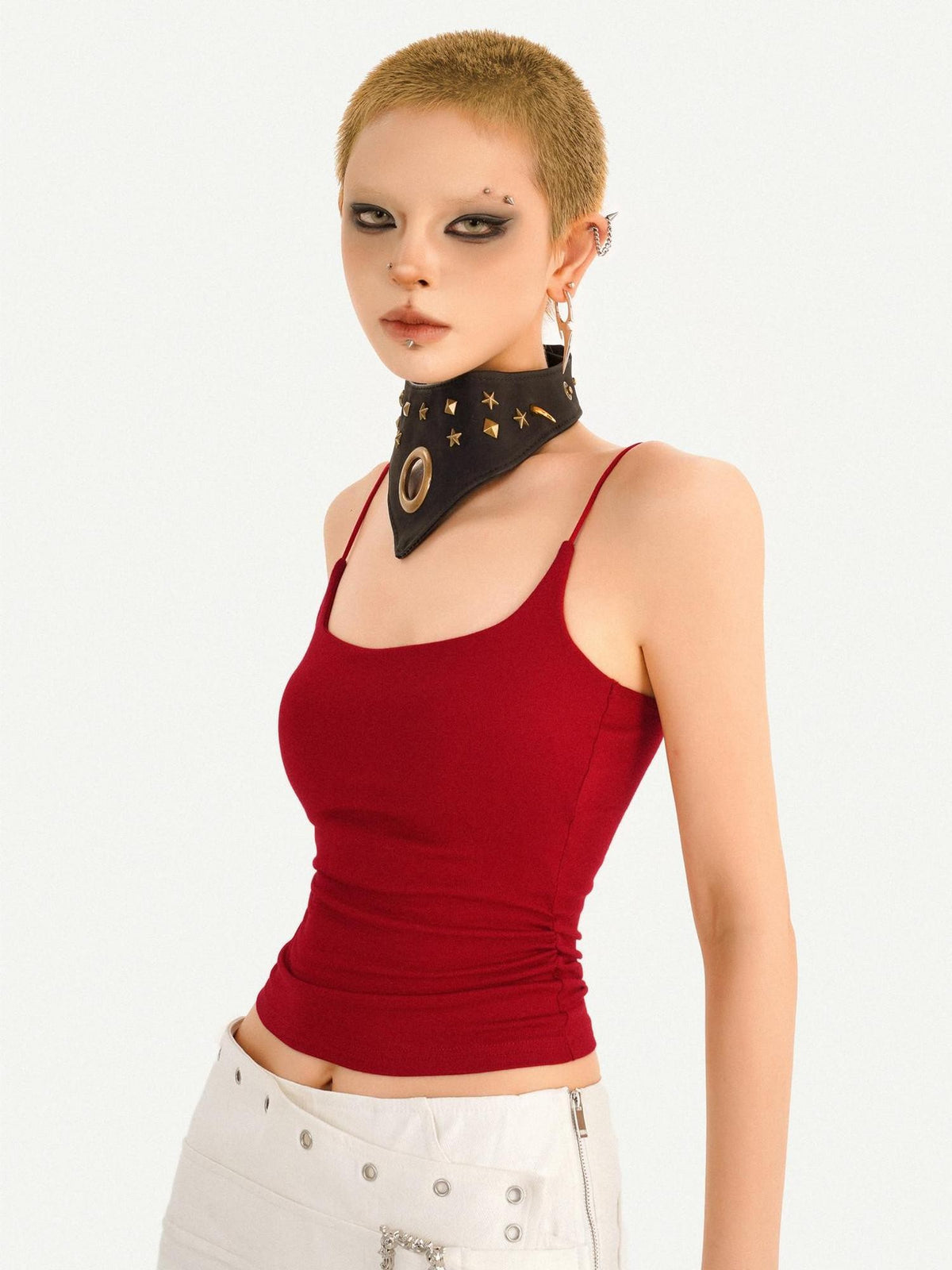 Nico Molly Red A Line Narrow Straps Sexy Slim Fit Cropped Women&