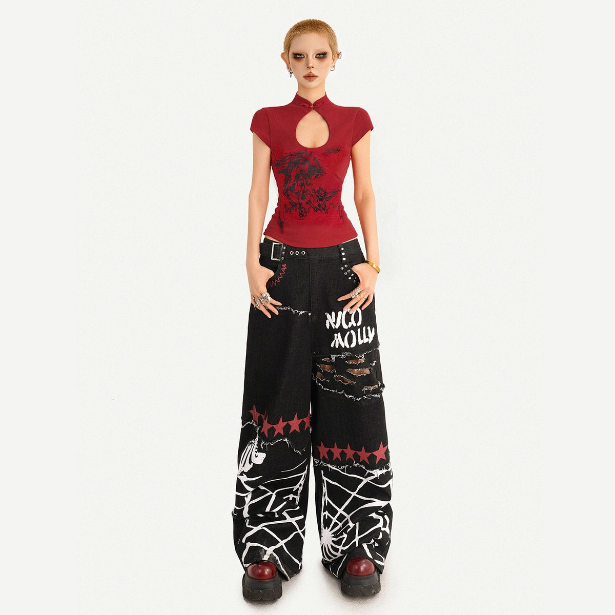 Nico_Molly_Red_Animal_Print_Stand_Collar_Chinese_Cheongsam_Inspired_Women&