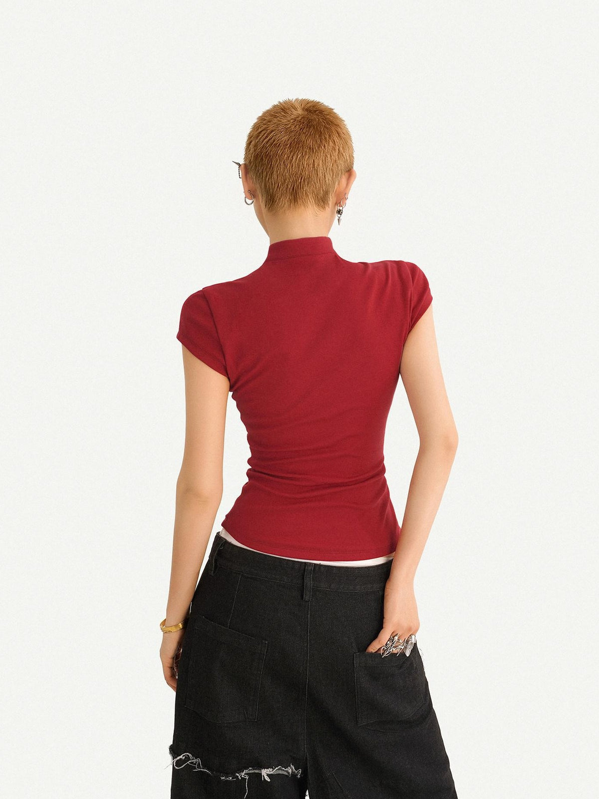 Nico Molly Red Animal Print Stand Collar Chinese Cheongsam Inspired Women&