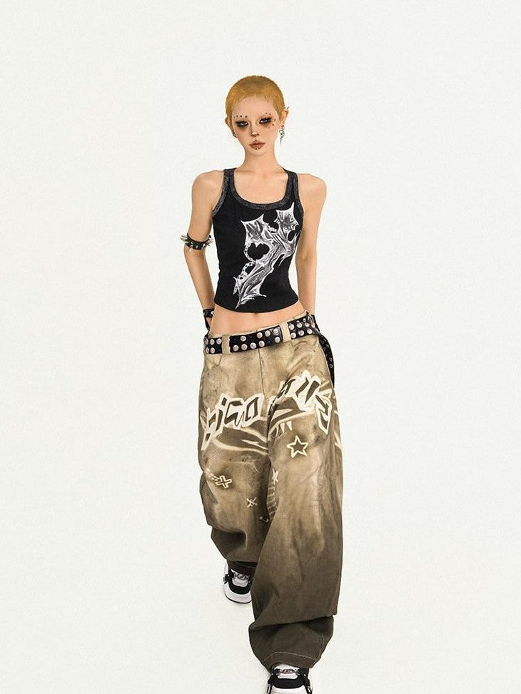 Nico Molly Retro Hip Hop Letter Print Women&