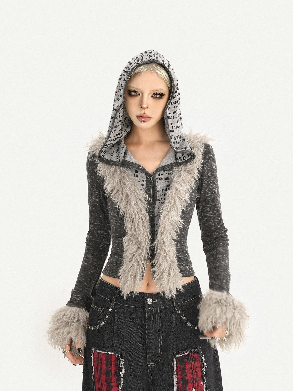 Nico Molly Retro Patchwork Hooded Cropped Slim Women&