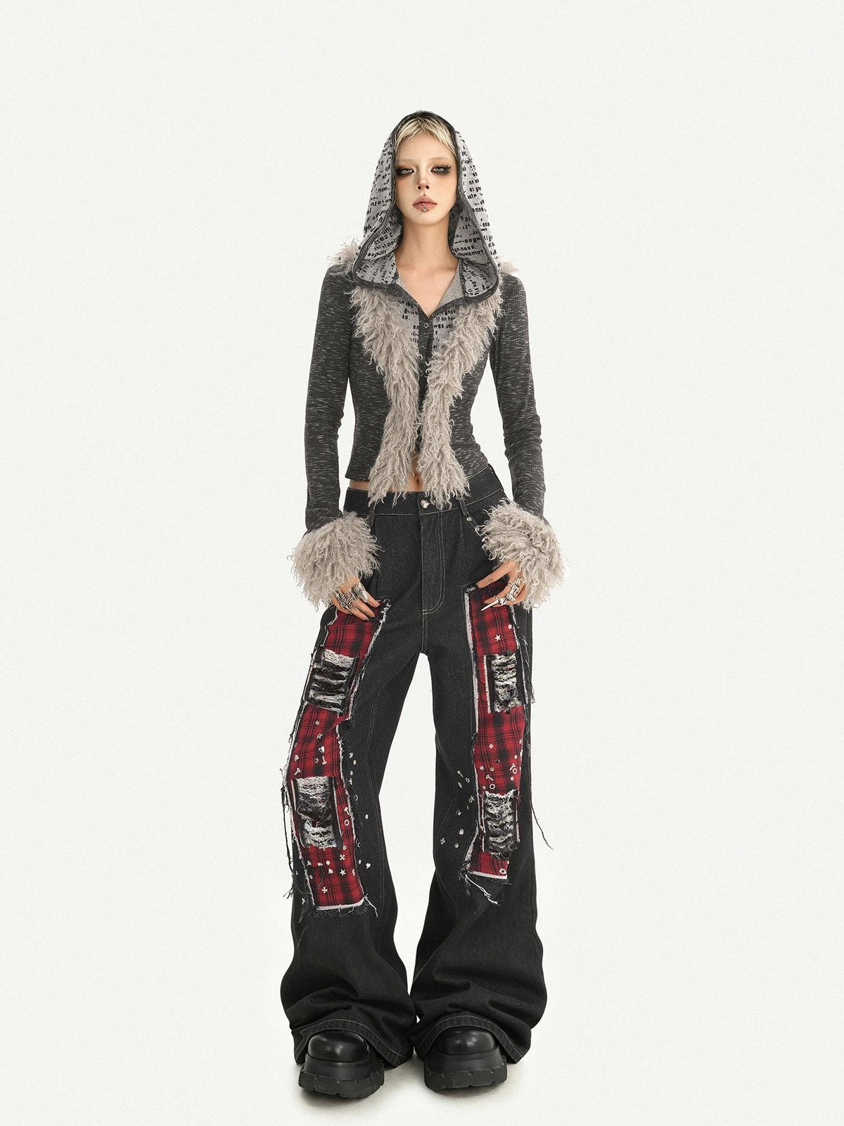 Nico Molly Retro Patchwork Hooded Cropped Slim Women&