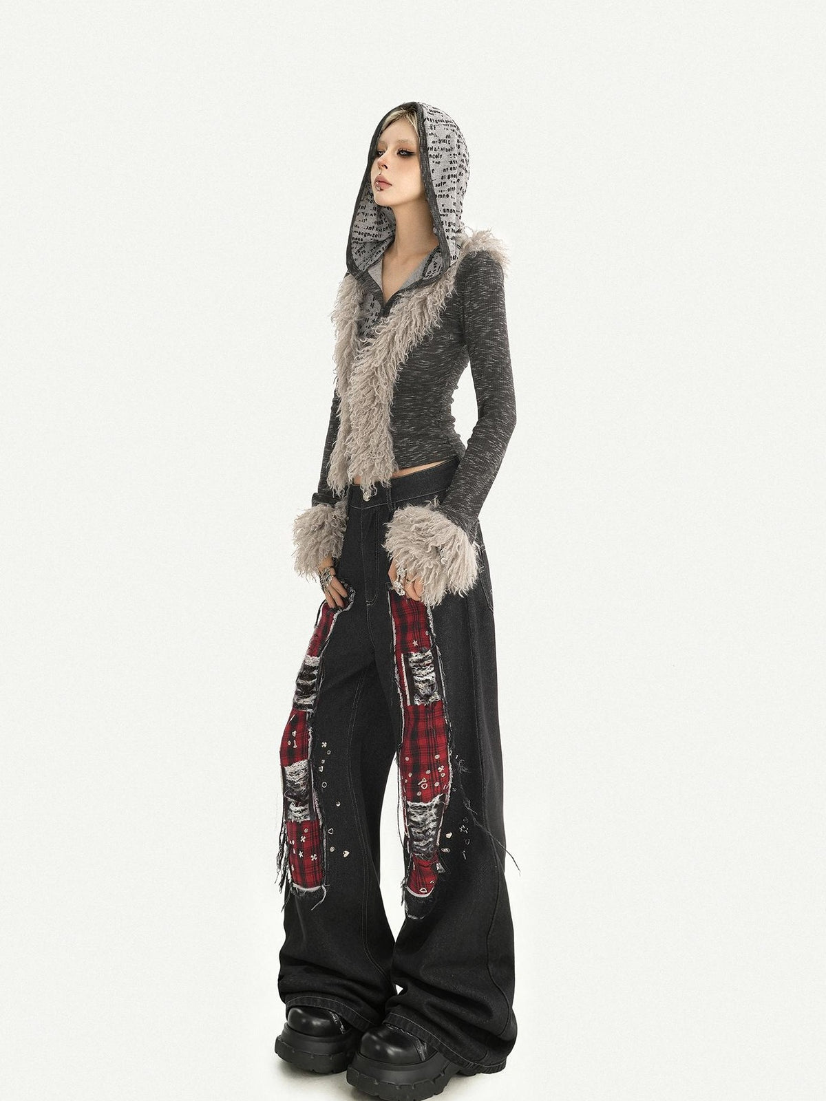 Nico Molly Retro Patchwork Hooded Cropped Slim Women&