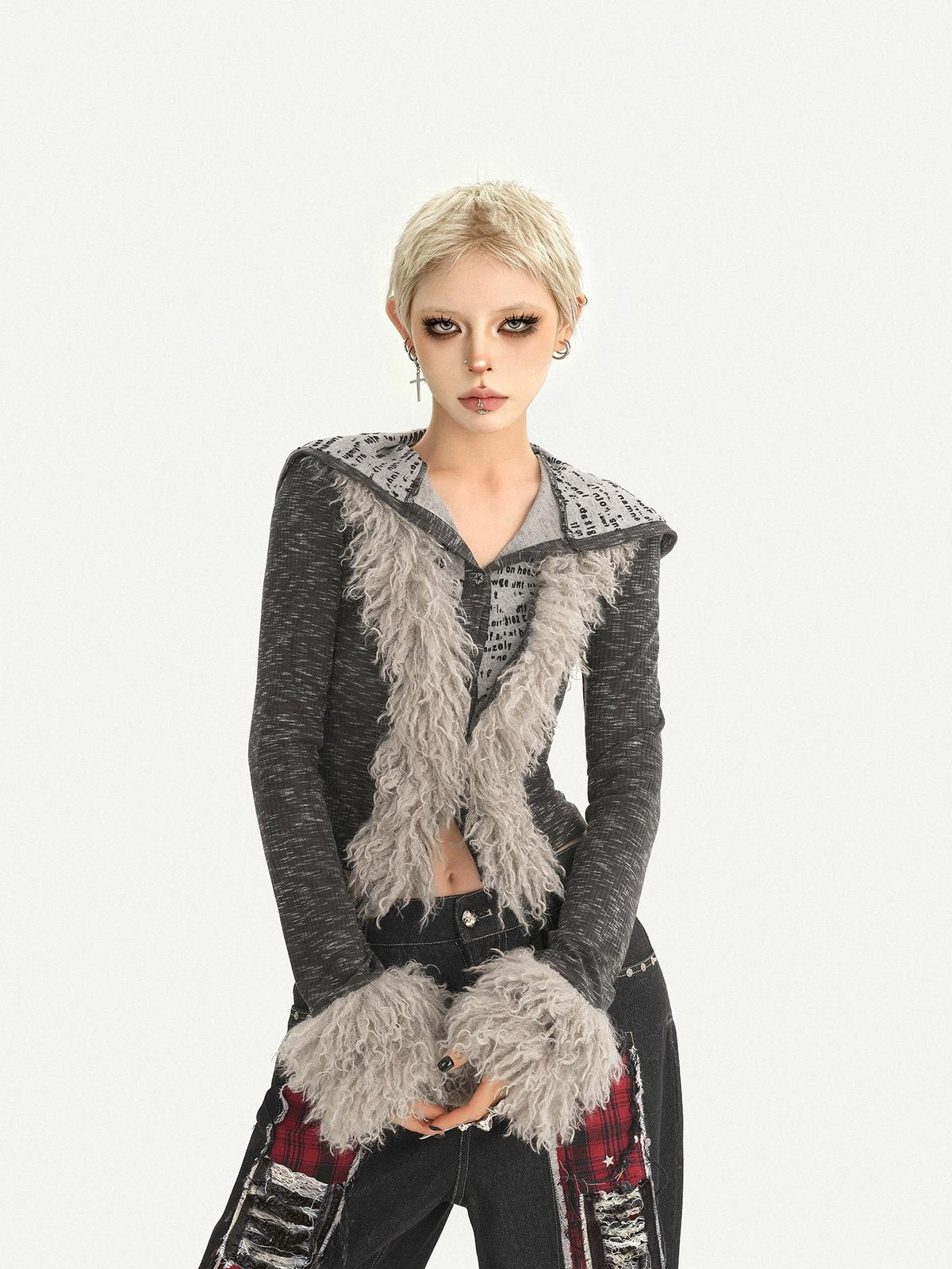 Nico Molly Retro Patchwork Hooded Cropped Slim Women&