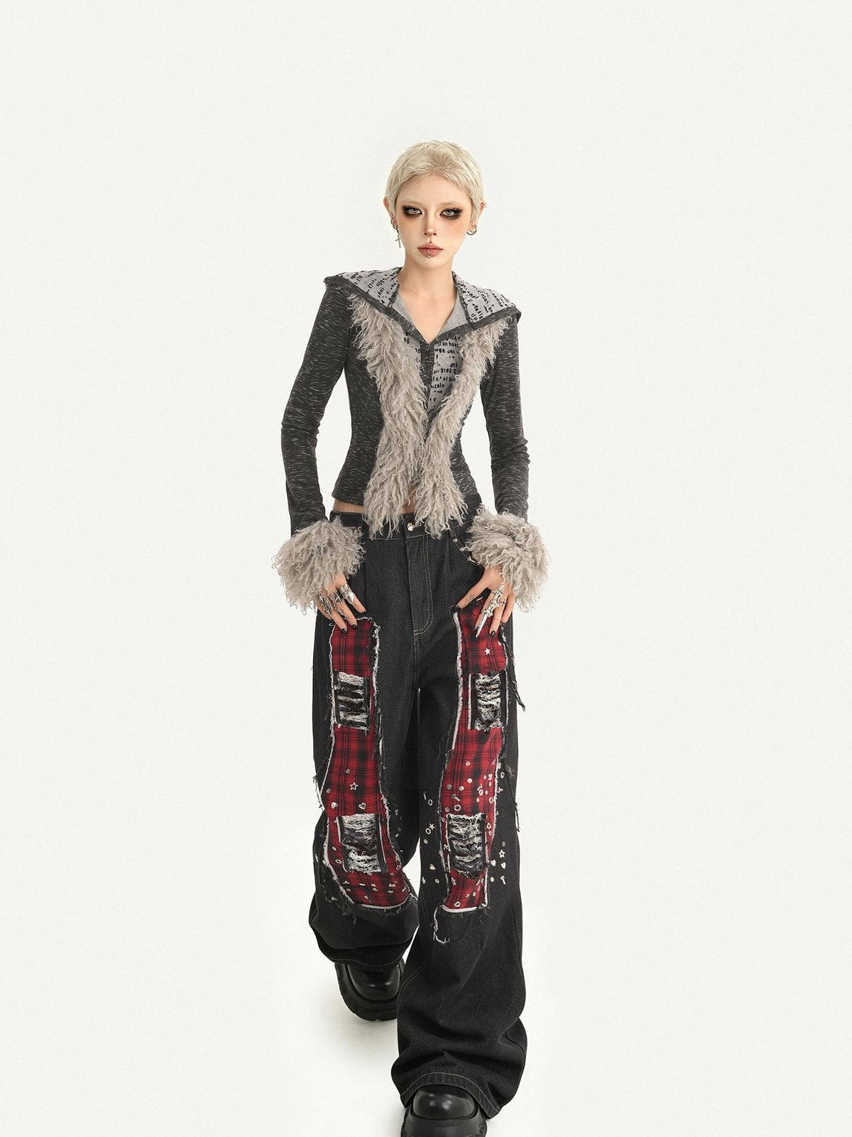 Nico Molly Retro Patchwork Hooded Cropped Slim Women&