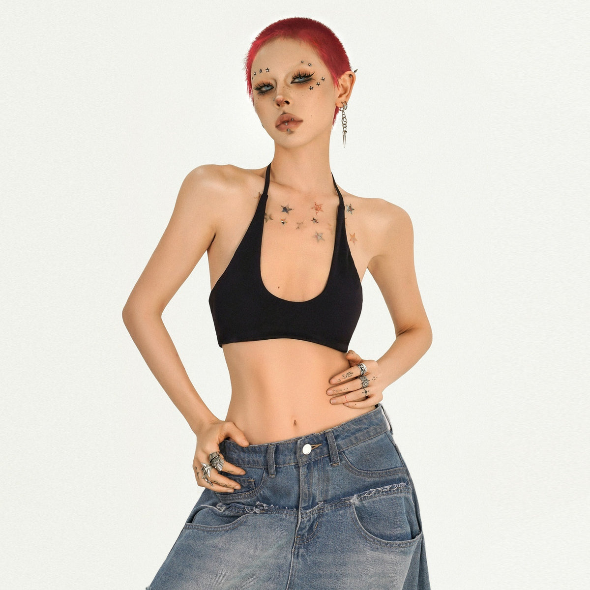 Nico_Molly_Solid_Backless_U_Neck_Lace_Up_Slim_Women&