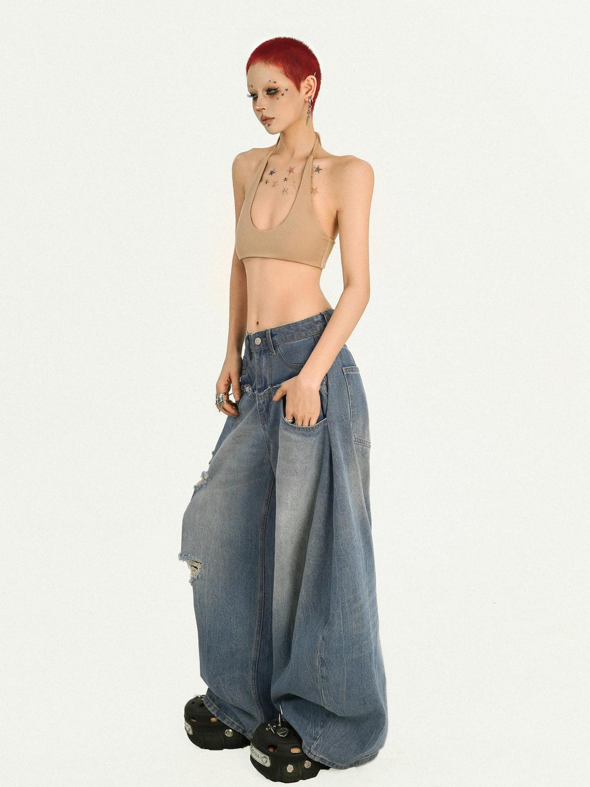Nico Molly Solid Backless U Neck Lace Up Slim Women&