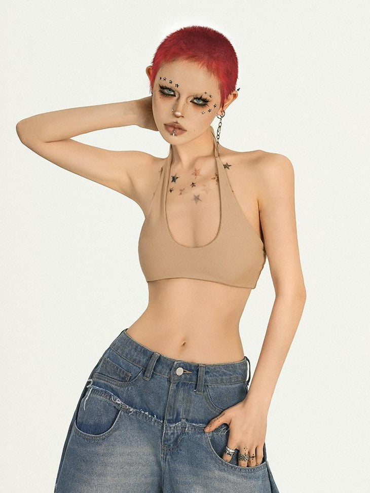 Nico Molly Solid Backless U Neck Lace Up Slim Women&