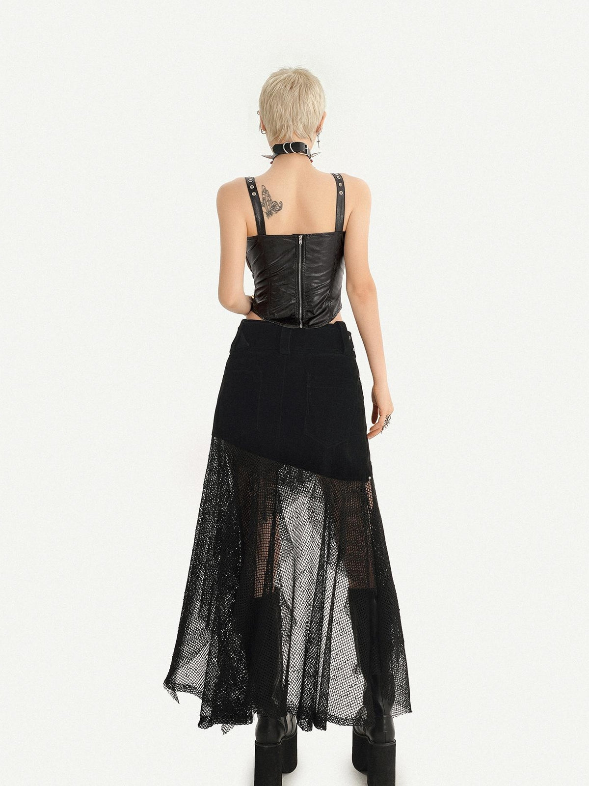 Nico Molly Steampunk Patchwork Asymmetric Mesh Women&