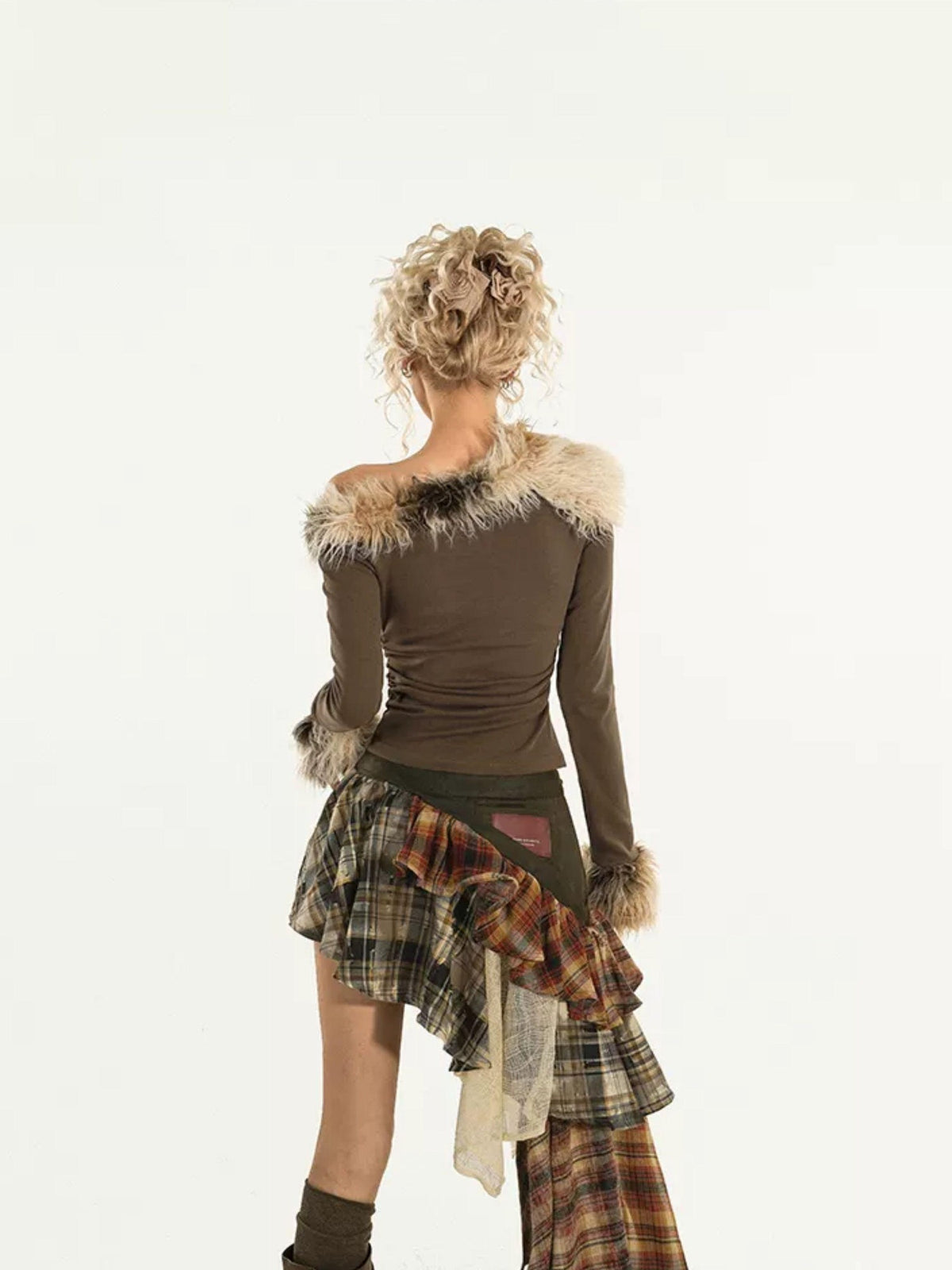Nico Molly Street Asymmetric Fur Collar Off Shoulder Women&