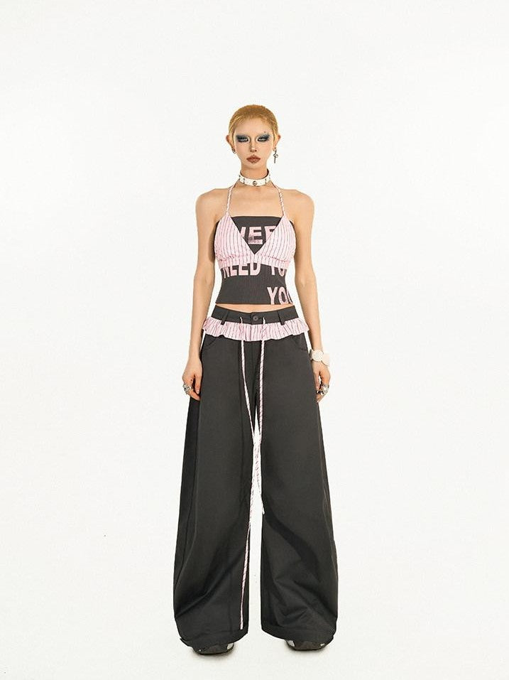 Nico Molly Striped Lace Trim Layered High Waist Women&