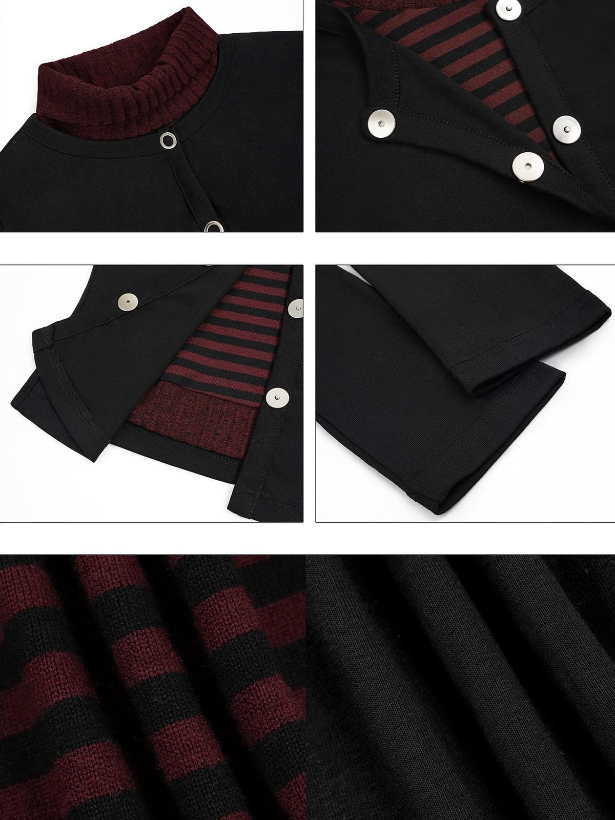 Nico Molly Striped Patchwork Metal High Neck Women&