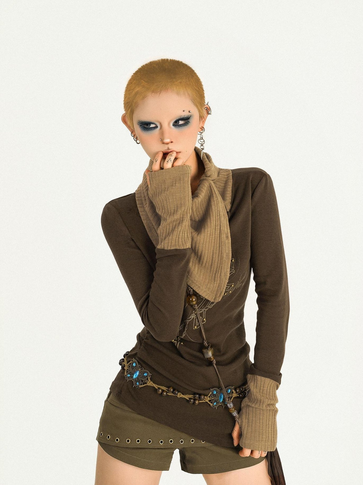 Nico Molly Vintage Butterfly Patchwork Slouchy Roll Neck Women&