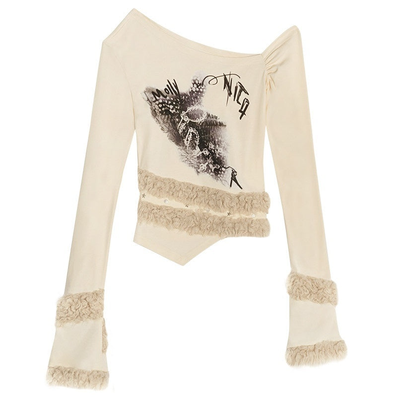 Nico_Molly_Vintage_Punk_Fur_Patch_Slant_Neck_Slim_Print_Women&