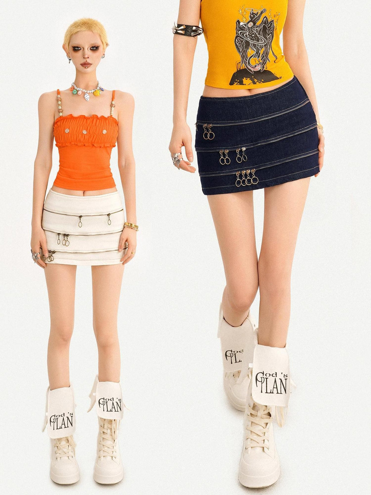 Nico Molly Vintage Sexy Structured Multi Zipper Women&