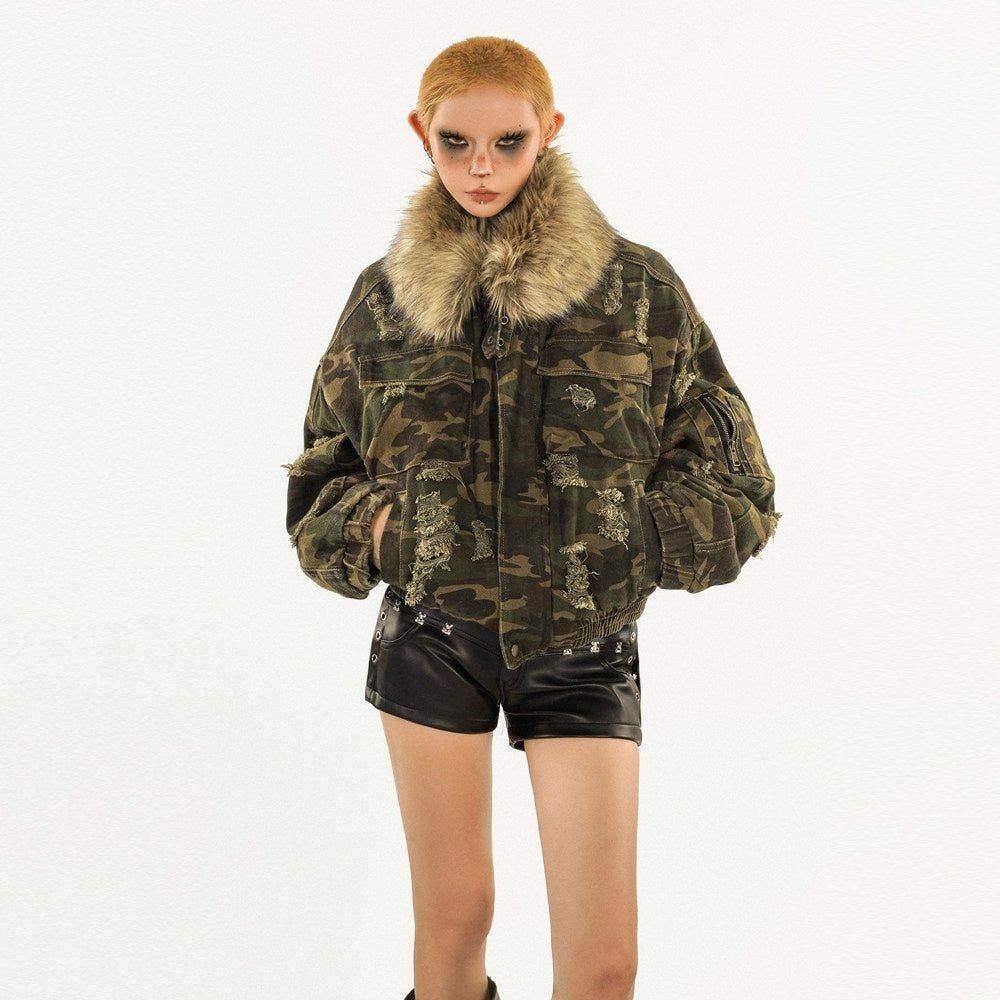 Nico_Molly_Washed_Camo_Distressed_Detachable_Fur_Collar_Women&