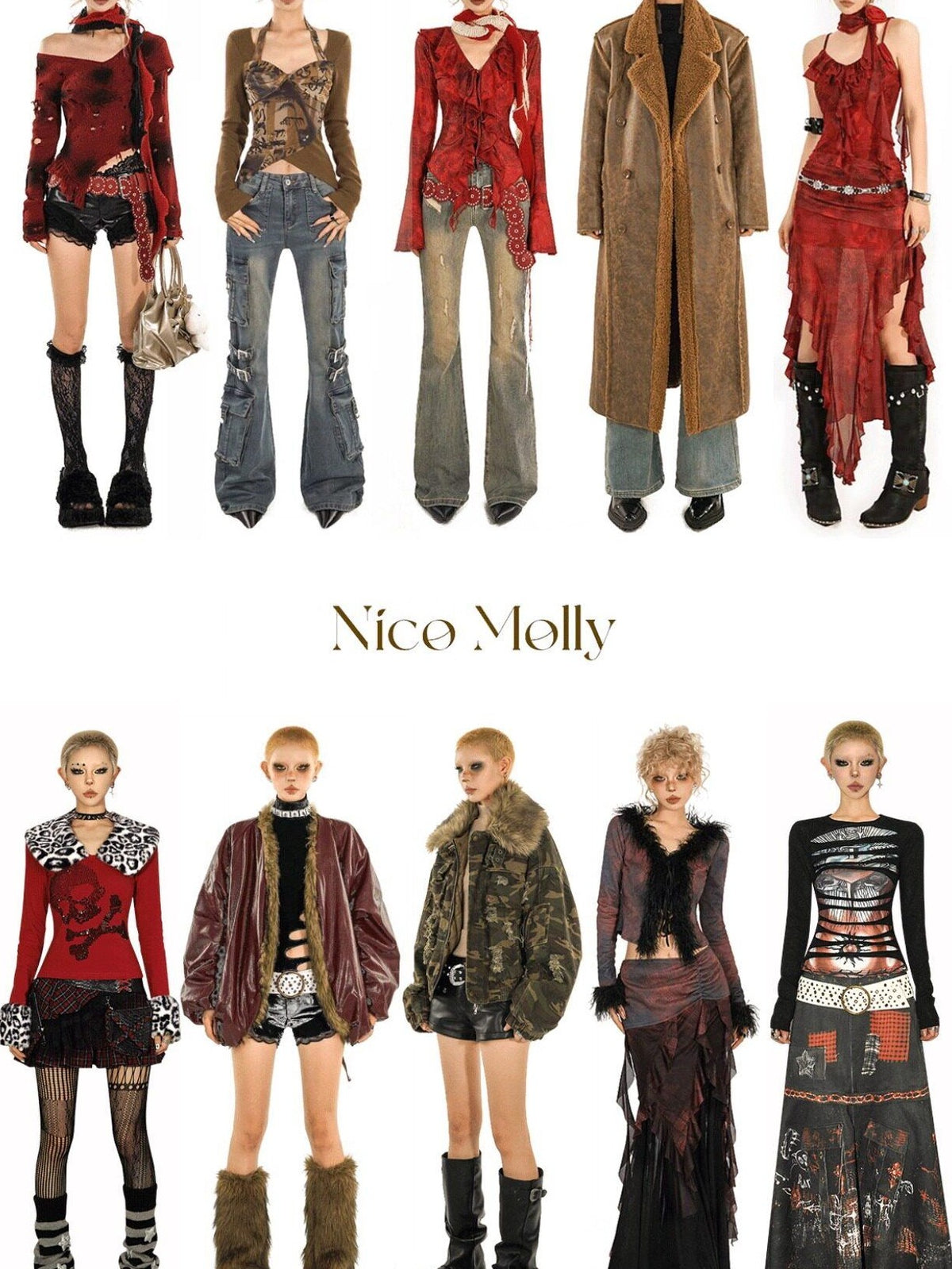 Nico Molly Washed Camo Distressed Detachable Fur Collar Women&