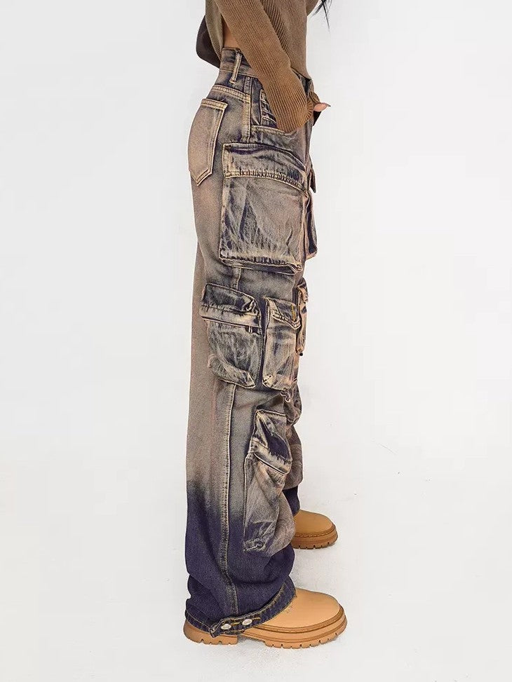 Nico Molly Washed Ombre Distressed High Waist Multi Pocket Women&