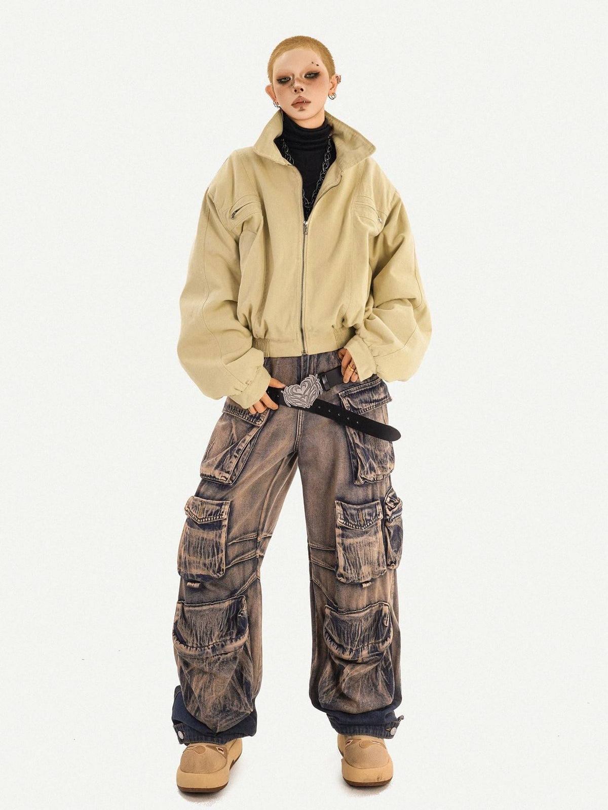 Nico Molly Washed Ombre Distressed High Waist Multi Pocket Women&