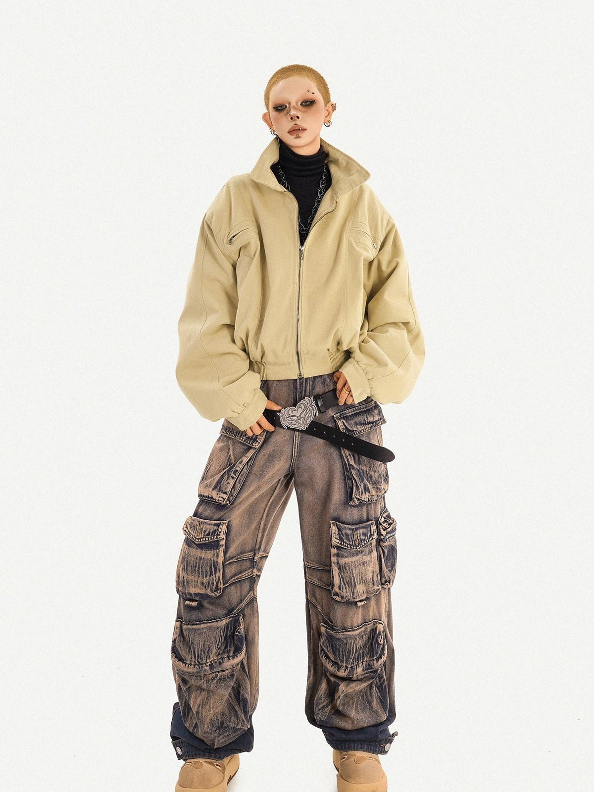 Nico Molly Washed Ombre Distressed High Waist Multi Pocket Women&