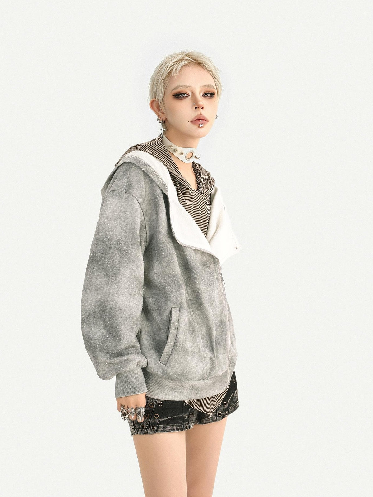 Nico Molly Wasteland Faux Layered Hooded Loose Fit Women&
