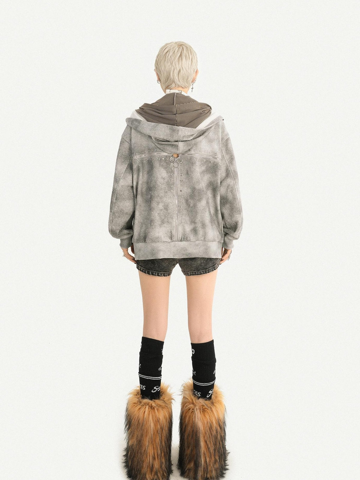 Nico Molly Wasteland Faux Layered Hooded Loose Fit Women&