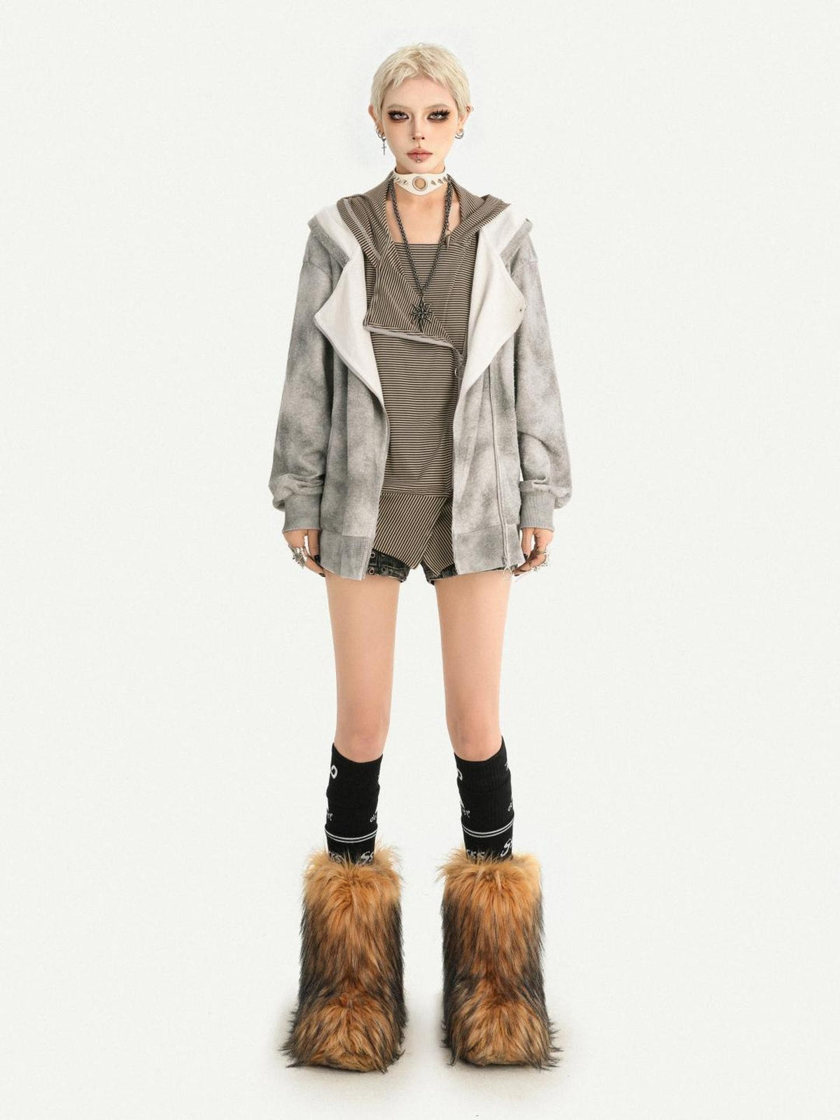 Nico Molly Wasteland Faux Layered Hooded Loose Fit Women&