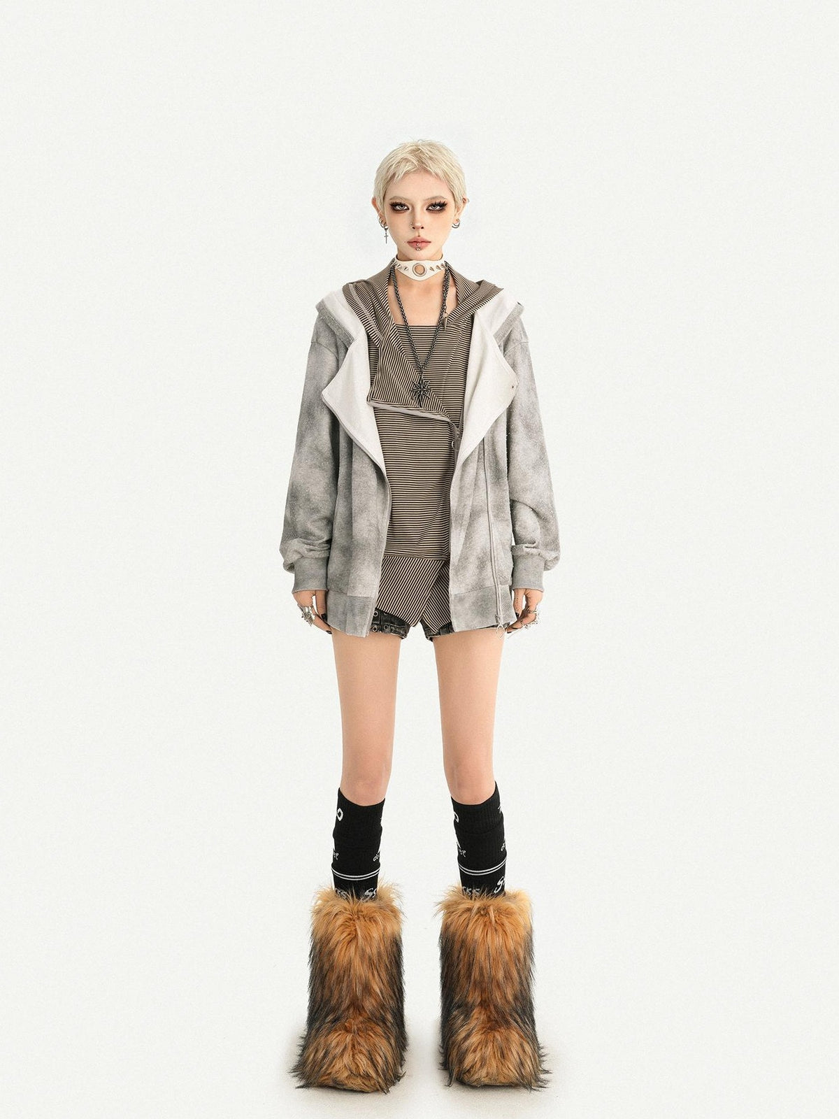 Nico Molly Wasteland Faux Layered Hooded Loose Fit Women&