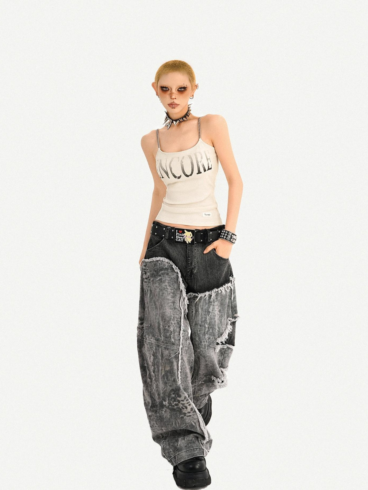 Nico Molly Wasteland Letter Print U Neck Loose Cropped Women&
