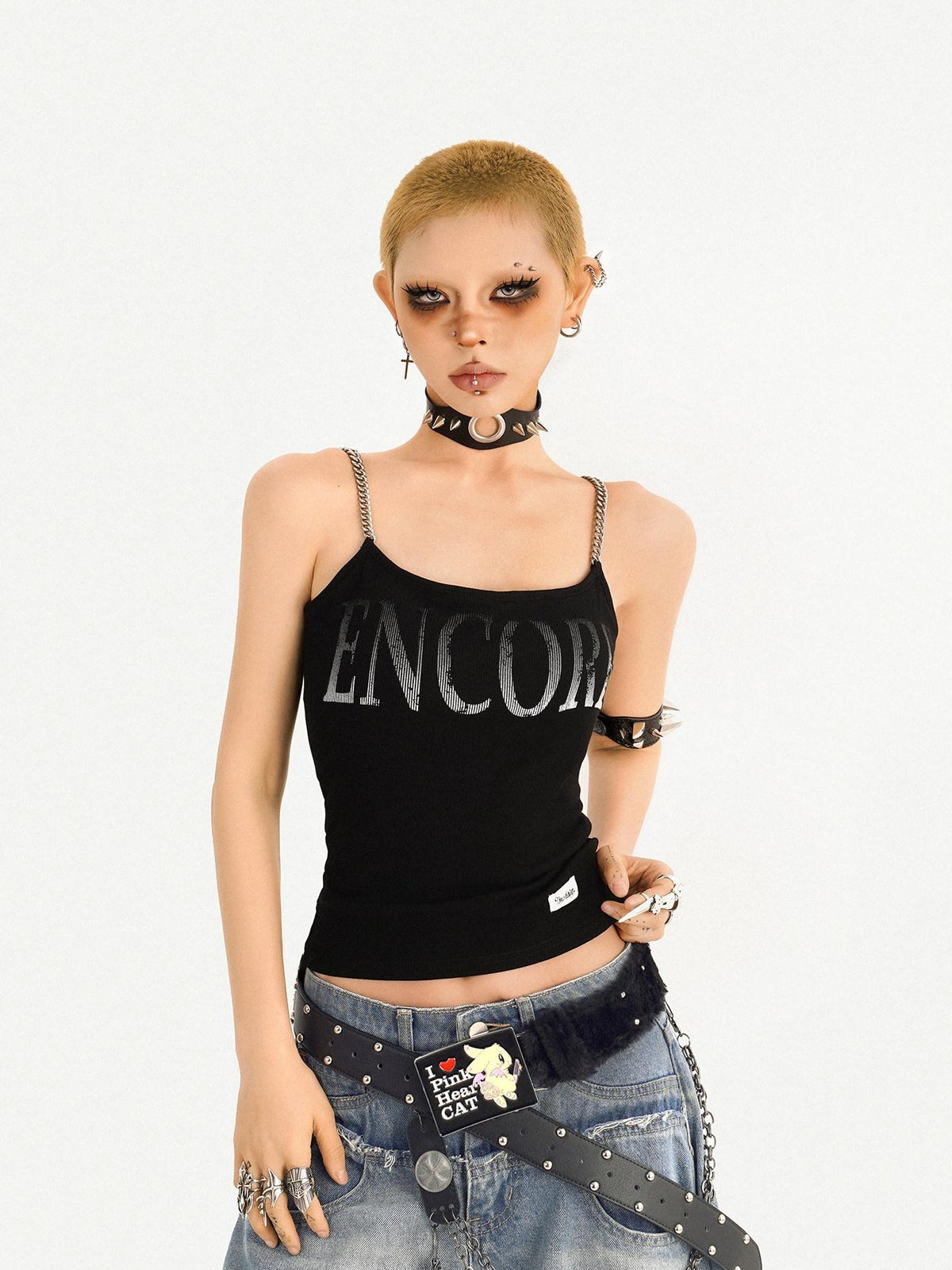 Nico Molly Wasteland Letter Print U Neck Loose Cropped Women&
