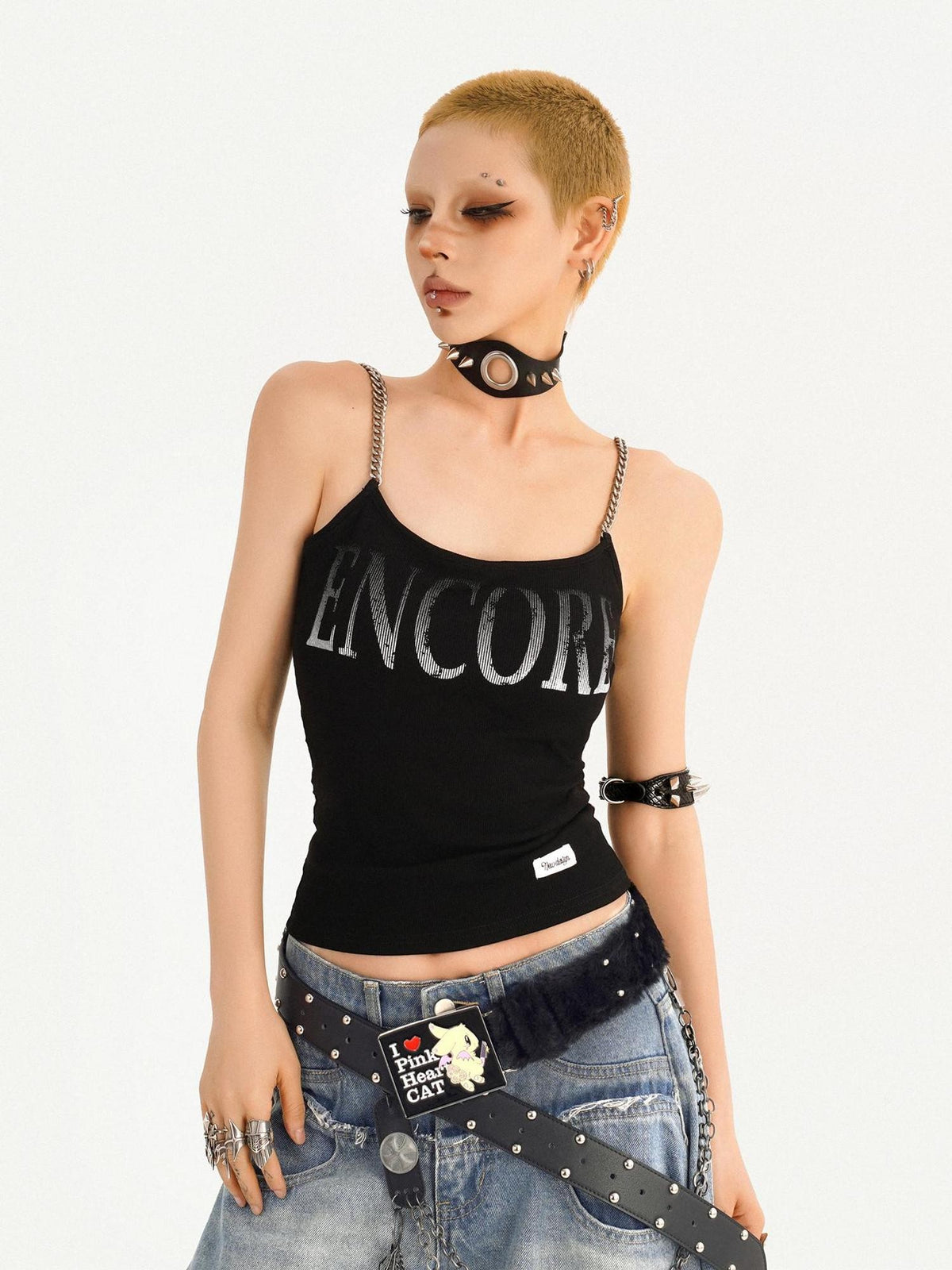 Nico Molly Wasteland Letter Print U Neck Loose Cropped Women&