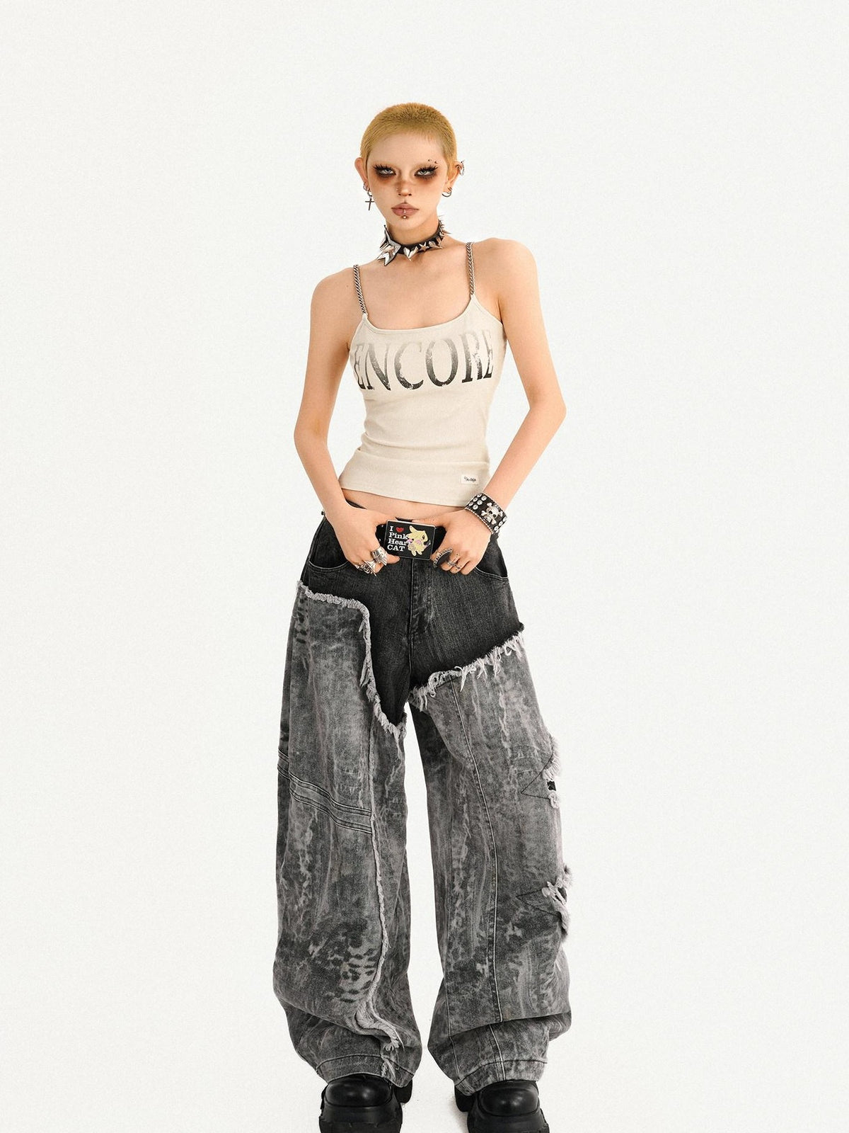 Nico Molly Wasteland Letter Print U Neck Loose Cropped Women&