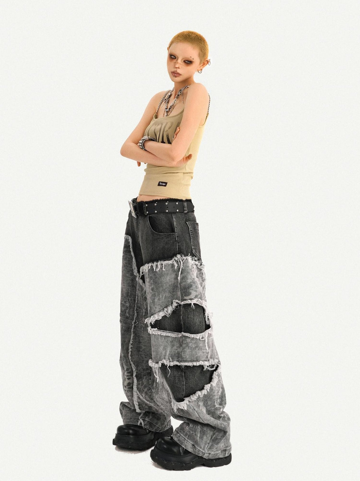Nico Molly Wasteland Letter Print U Neck Loose Cropped Women&