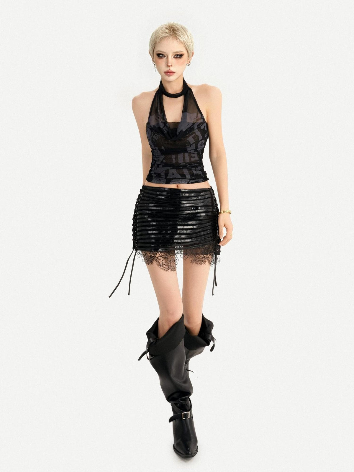 Nico Molly Y2k Millennial Punk Printed Slim Fit Sleeveless Women&
