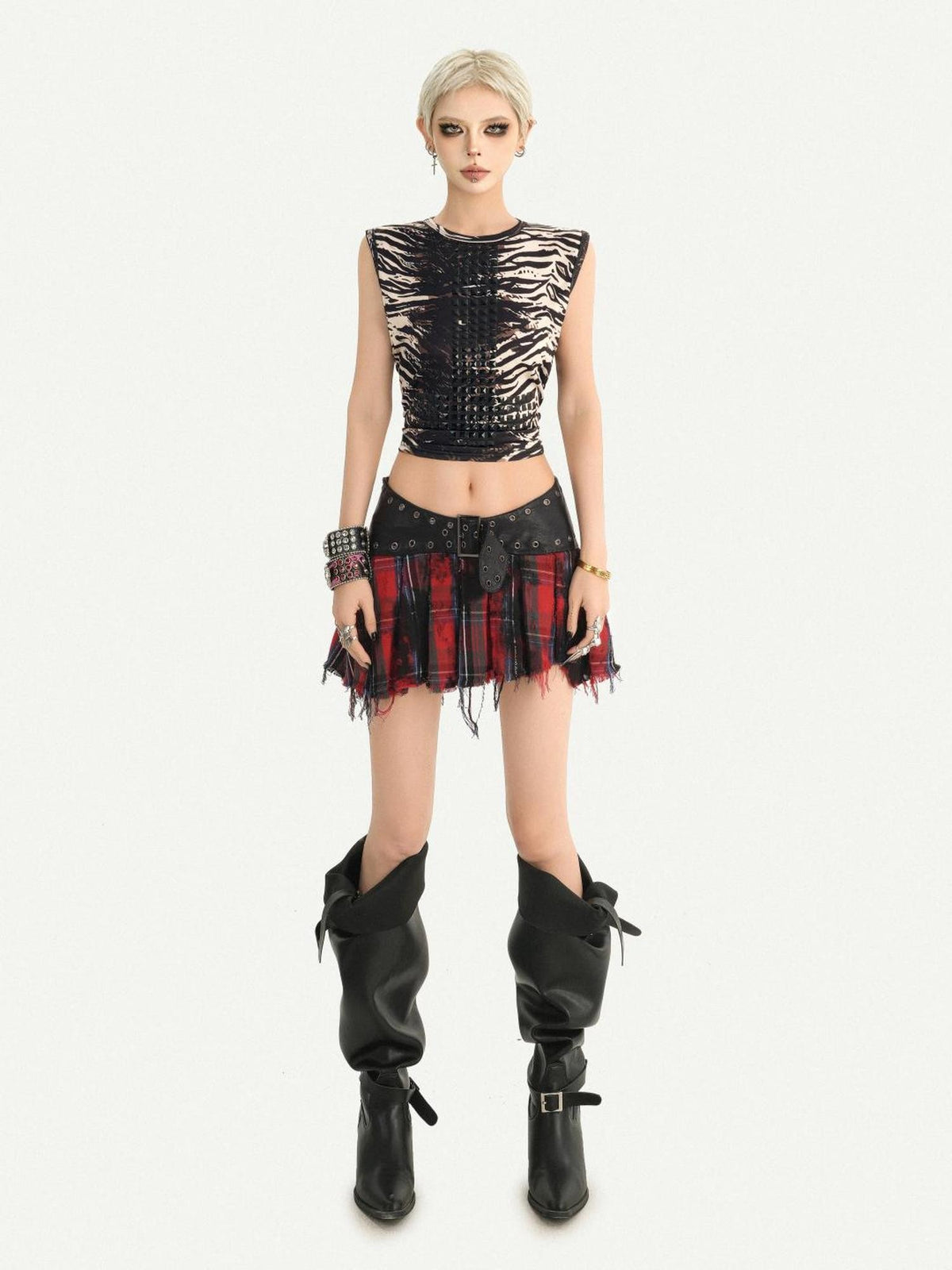 Nico Molly Zebra Print Light Punk Slim Fit Sleeveless Pullover Women&