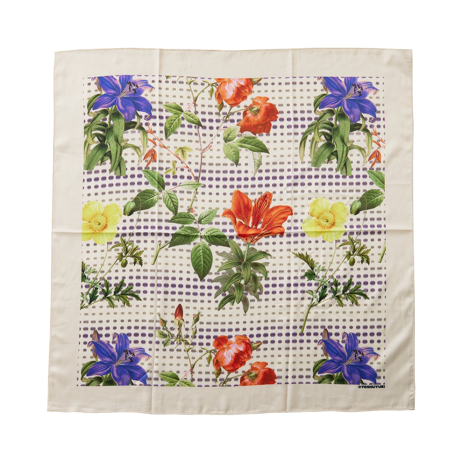 YOSHUYUKI Y2K Floral Print Scarf Retro Silk Square Head Wrap