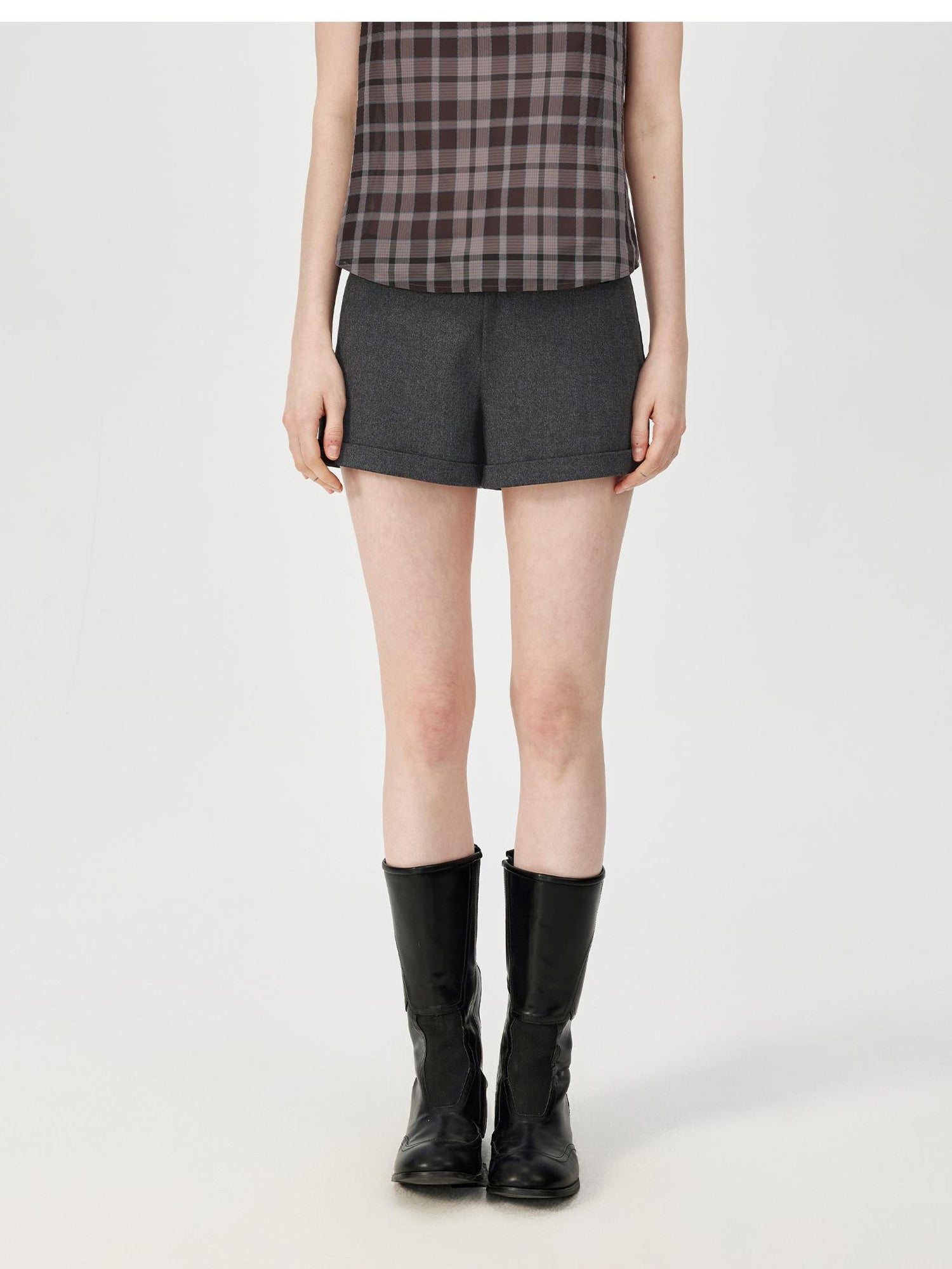 Northbutsouth A Line Mini Shorts With Adjustable Metal Waist