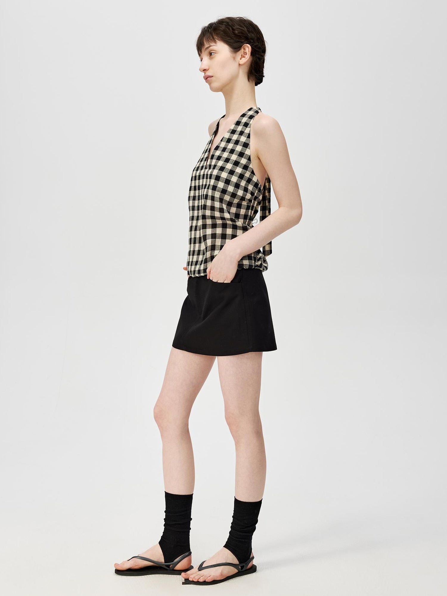 Northbutsouth A Line Mini Skirt With Lining And Low Waist