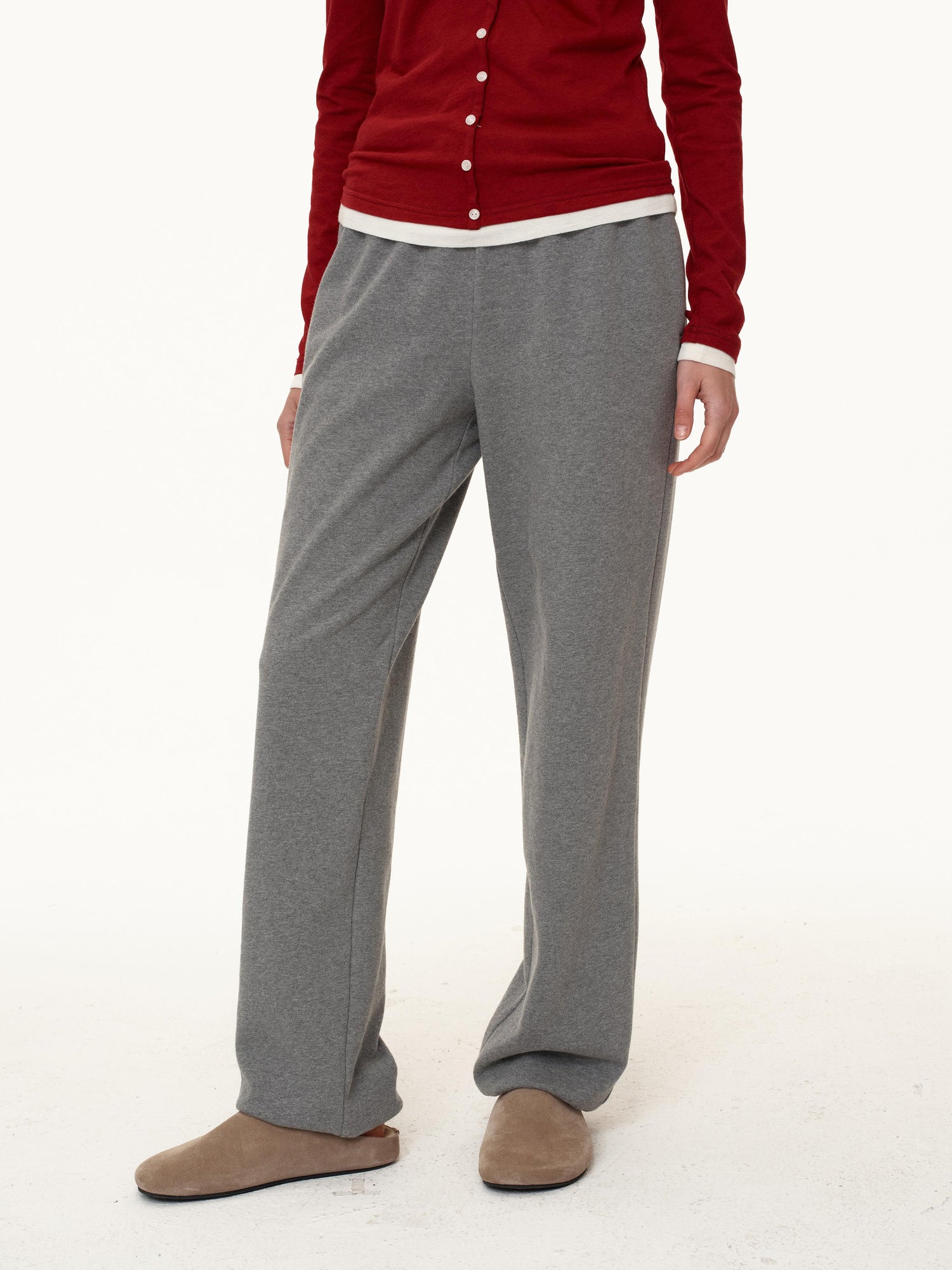 Northbutsouth Adjustable Cuff Jogger Pants Soft Cotton Casual Sweatpants In Grey Beige