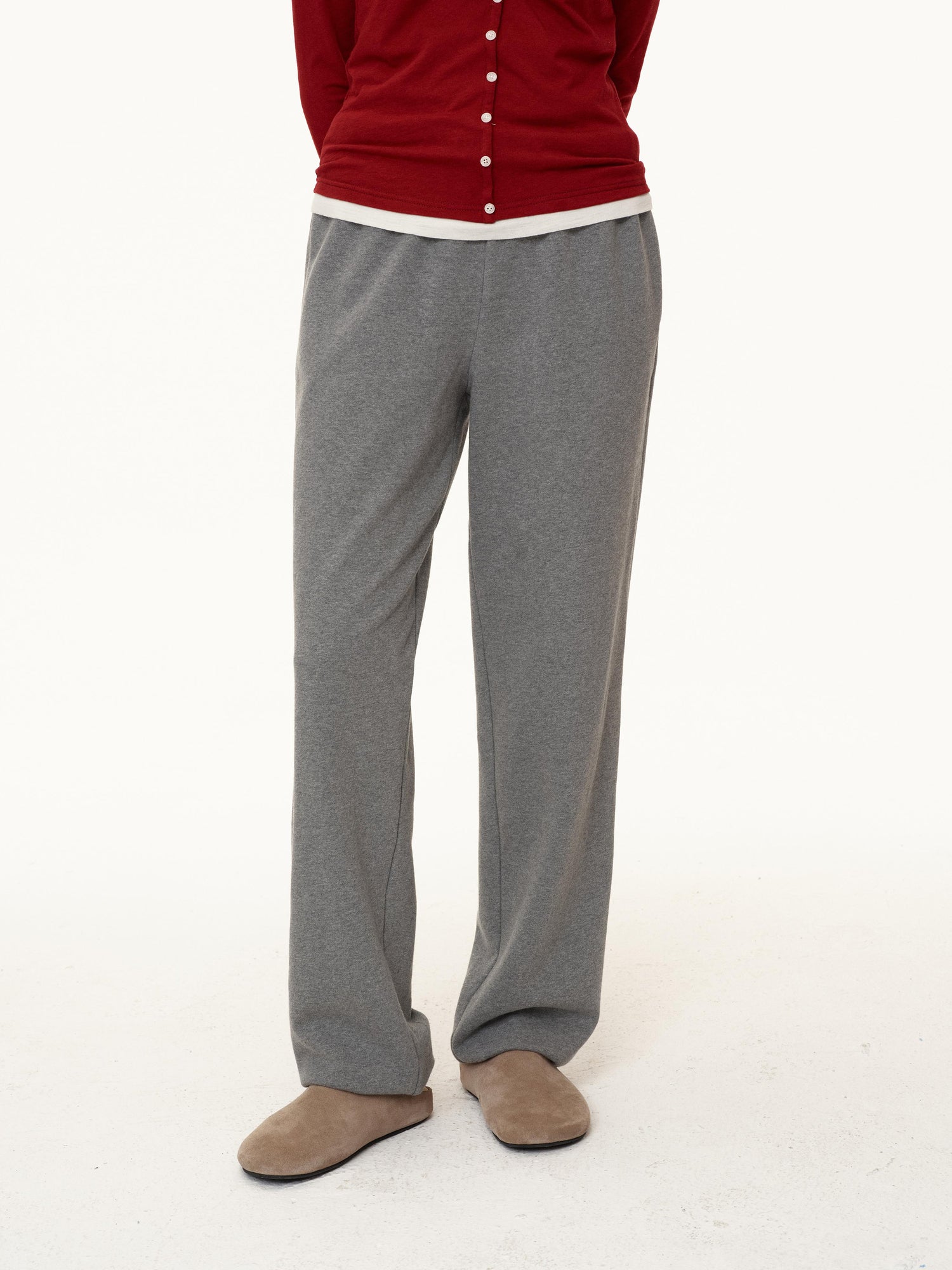 Northbutsouth Adjustable Cuff Jogger Pants Soft Cotton Casual Sweatpants In Grey Beige